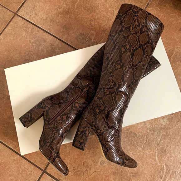 14th & Union Shoes - Like NEW Brown Snakeskin Knee High Boots